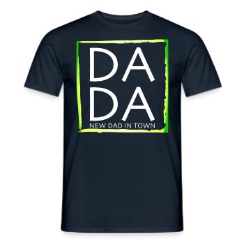 Design with inscription "Father's Day For New Dad" - Men's T-Shirt - navy - Front - AI Model Male 178 light (178cm)