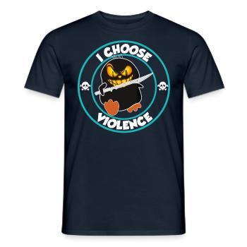 I choose violence - funny duck with sword - Men's T-Shirt - navy - Front - AI Model Male 178 light (178cm)