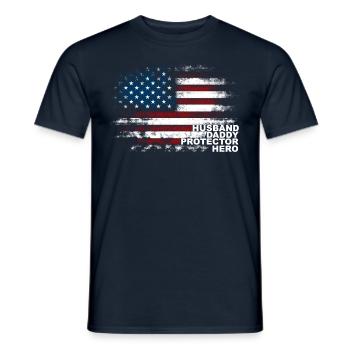 États-Unis Mari Papa Protecteur Héros - T-shirt homme - marine - Devant - AI Model Male 178 light (178cm)