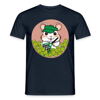 Tennis Hamster - hamster mignon avec des balles et une casquette - T-shirt homme - marine - Devant - AI Model Male 178 light (178cm)