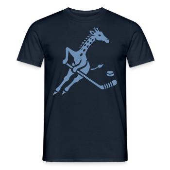 Giraffe Eishockeyspieler Silhouette Minimalistisch - Männer T-Shirt - Navy - Vorne - AI Model Male 178 light (178cm)