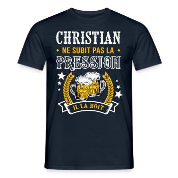 Christian bière Christian cadeau christian fête - T-shirt homme - marine - Devant - AI Model Male 178 light (178cm)
