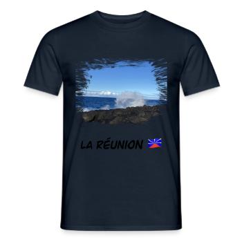 Reunion island landscape - Men's T-Shirt - navy - Front - AI Model Male 178 light (178cm)