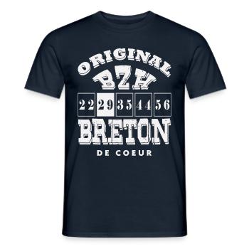 Breton de coeur 29 - T-shirt homme - marine - Devant - AI Model Male 178 light (178cm)