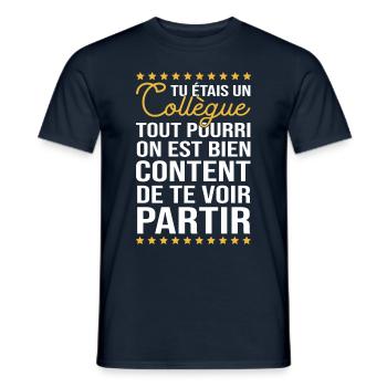 Départ collègue de bureau cadeau adieu humour - T-shirt homme - marine - Devant - AI Model Male 178 light (178cm)