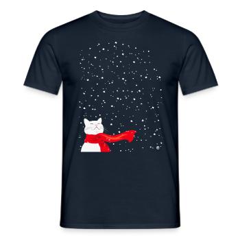Schneekatze weiß - Männer T-Shirt - Navy - Vorne - AI Model Male 178 light (178cm)