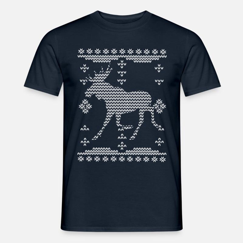 Elch - gestricker Pullove - Männer T-Shirt - Navy