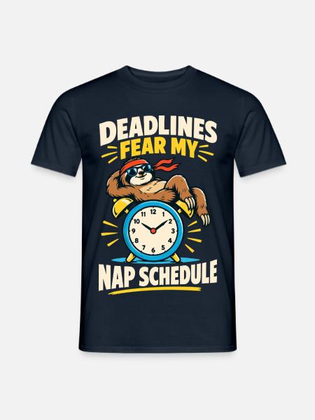 Faultier – Deadlines Fear My Nap Schedule - Männer T-Shirt - Navy