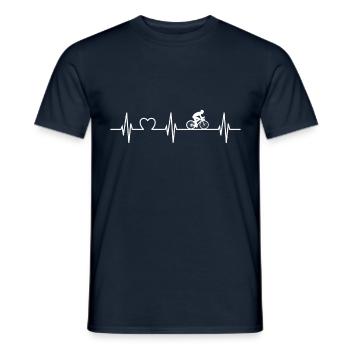 Vélo de course coeur battement de vélo passion cadeau - T-shirt homme - marine - Devant - AI Model Male 178 light (178cm)