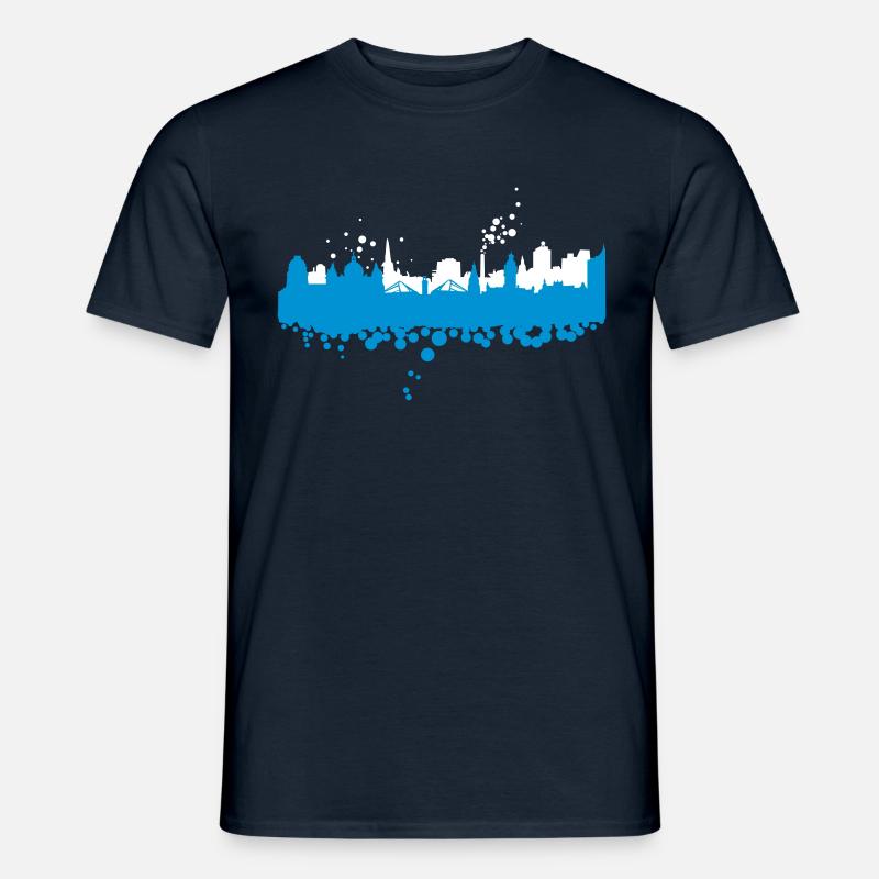 Leipzig Skyline Silhouette - Männer T-Shirt - Navy