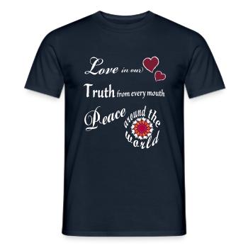 Amour, Vérité, Paix - Mantra - T-shirt homme - marine - Devant - AI Model Male 178 light (178cm)