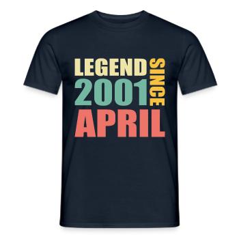 22. Geburtstag April Jahrgang 2001 Geschenkidee - Männer T-Shirt - Navy - Vorne - AI Model Male 178 light (178cm)