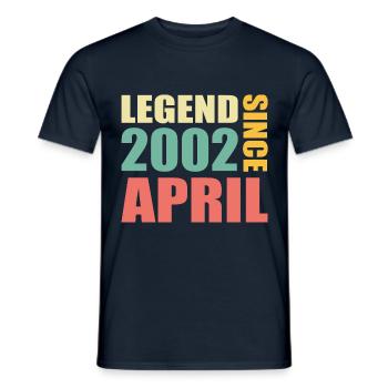 21. Geburtstag April Jahrgang 2002 Geschenkidee - Männer T-Shirt - Navy - Vorne - AI Model Male 178 light (178cm)