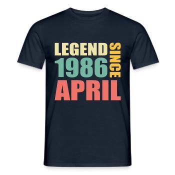37e anniversaire April Born 1986 Idée cadeau - T-shirt homme - marine - Devant - AI Model Male 178 light (178cm)