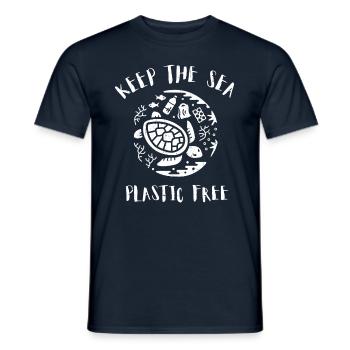 Please Keep the Sea Plastic Free Turtle Scene - Men's T-Shirt - navy - Front - AI Model Male 178 light (178cm)