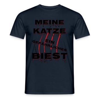 Meine Katze ein gefährliches Biest, Scherzdesign - Männer T-Shirt - Navy - Vorne - AI Model Male 178 light (178cm)