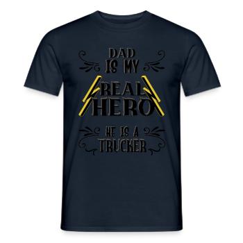 Papa mon vrai héros, camionneur, fierté, cadeau, - T-shirt homme - marine - Devant - AI Model Male 178 light (178cm)