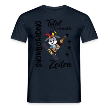 Snowboarding, verrückte Zeiten, Hase mit Snowboard - Männer T-Shirt - Navy - Vorne - AI Model Male 178 light (178cm)