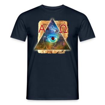 L'oeil de Dieu Alpha Omega + - All-Seeing - T-shirt homme - marine - Devant - AI Model Male 178 light (178cm)