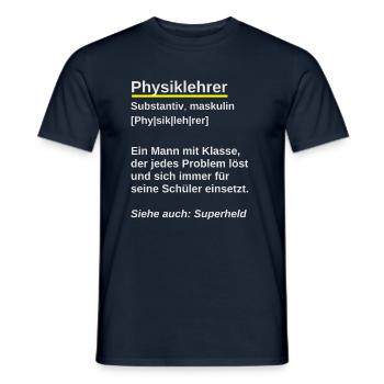 Mann mit Klasse Wörterbuch Physiklehrer - Männer T-Shirt - Navy - Vorne - AI Model Male 178 light (178cm)