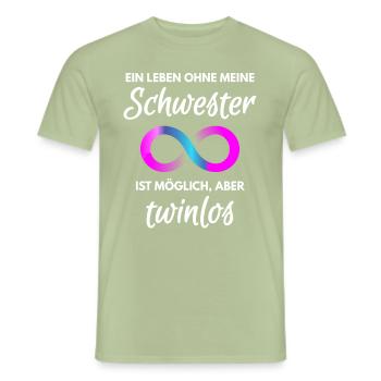 Zwillingsschwester Spruch für Zwillinge Bruder - Männer T-Shirt - Sage - Vorne - AI Model Male 178 light (178cm)