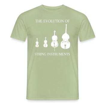 Kontrabass Spruch Streichinstrumente Evolution - Männer T-Shirt - Sage - Vorne - AI Model Male 178 light (178cm)