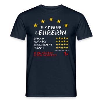 5 Sterne Lehrerin Zeugnis für die Beste Lehrerin - Männer T-Shirt - Navy - Vorne - AI Model Male 178 light (178cm)