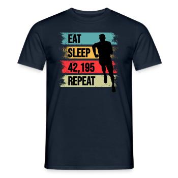 Eat Sleep Marathon Répéter 42 195 - T-shirt homme - marine - Devant - AI Model Male 178 light (178cm)