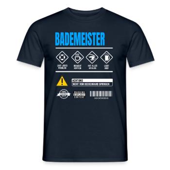 Bademeister Gebrauchsanweisung Warnhinweise - Männer T-Shirt - Navy - Vorne - AI Model Male 178 light (178cm)