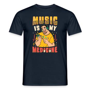 La musique est ma médecine, mélomane. - T-shirt homme - marine - Devant - AI Model Male 178 light (178cm)