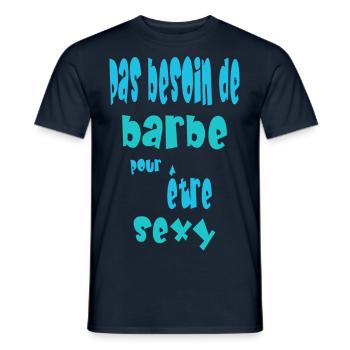 Pas besoin de barbe pour être sexy - T-shirt homme - marine - Devant - AI Model Male 178 light (178cm)