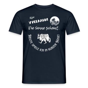 In kurze Hosen spielen - Männer T-Shirt - Navy - Vorne - AI Model Male 178 light (178cm)