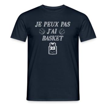 je peux pas j ai basket - T-shirt homme - marine - Devant - AI Model Male 178 light (178cm)