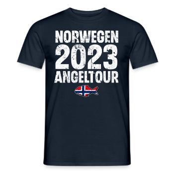 Norwegen Angeltour 2023 Angeln Angler Fischen - Männer T-Shirt - Navy - Vorne - AI Model Male 178 light (178cm)