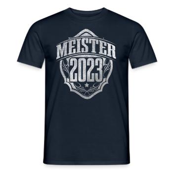 Meister 2023 Meisterprüfung Meisterbrief - Männer T-Shirt - Navy - Vorne - AI Model Male 178 light (178cm)