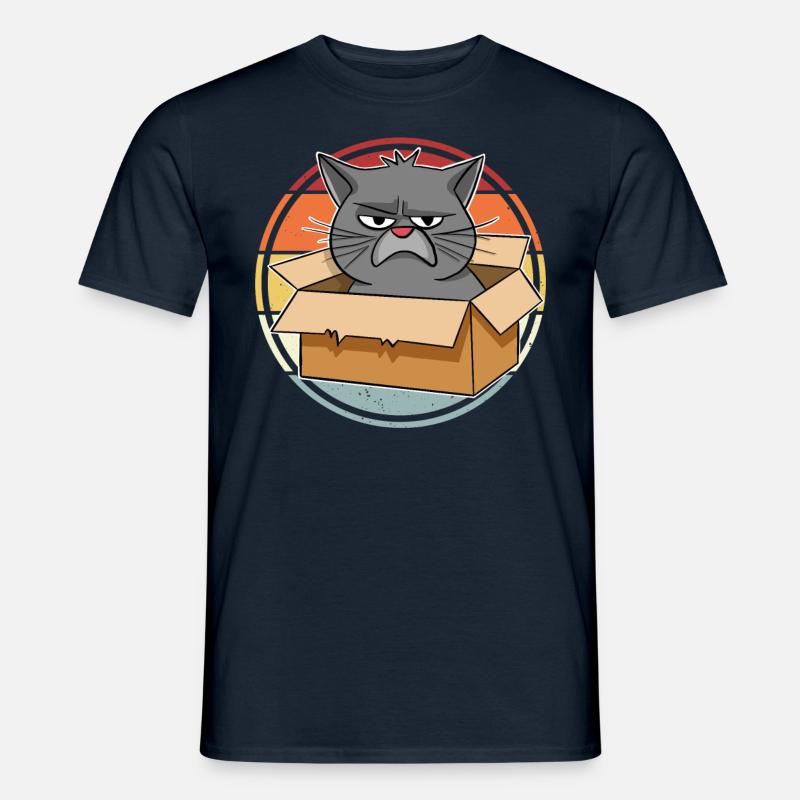 Katze Im Karton - Männer T-Shirt - Navy