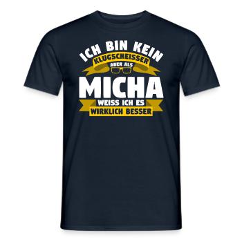 Klugscheisser Micha weiß es besser - Männer T-Shirt - Navy - Vorne - AI Model Male 178 light (178cm)