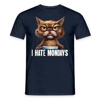 I Hate Mondays Lustiges Kaffee Katzen Motiv - Männer T-Shirt - Navy - Vorne - AI Model Male 178 light (178cm)