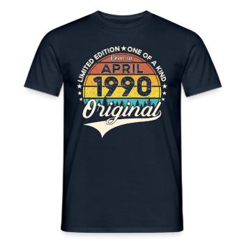 33rd birthday man April Born 1990 Original - Men's T-Shirt - navy - Front - AI Model Male 178 light (178cm)