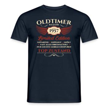 Oldtimer 66. Geburtstag Mann Mai Jahrgang 1957 - Männer T-Shirt - Navy - Vorne - AI Model Male 178 light (178cm)