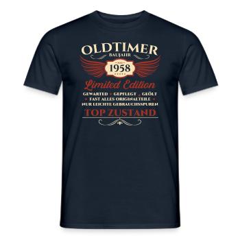Oldtimer 65. Geburtstag Mann Mai Jahrgang 1958 - Männer T-Shirt - Navy - Vorne - AI Model Male 178 light (178cm)