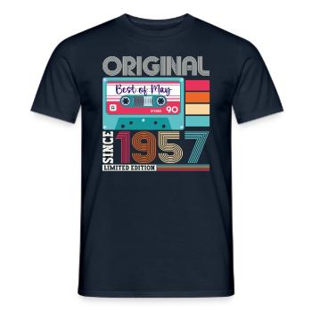 66 Birthday Man Woman Cassette May Year 1957 - Men's T-Shirt - navy - Front - AI Model Male 178 light (178cm)
