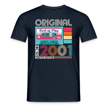 22 Anniversaire Homme Femme Cassette Mai Vintage 2001 - T-shirt homme - marine - Devant - AI Model Male 178 light (178cm)