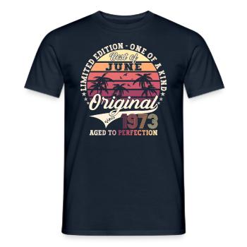 50th Birthday Man Original Juin Millésime 1973 - T-shirt homme - marine - Devant - AI Model Male 178 light (178cm)