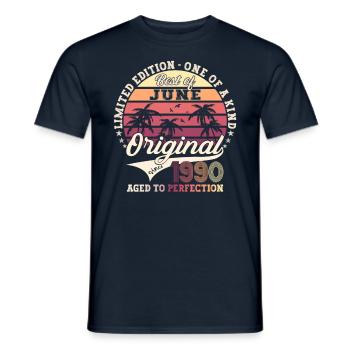 33rd Birthday Man Original June Vintage 1990 - Men's T-Shirt - navy - Front - AI Model Male 178 light (178cm)
