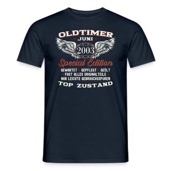 20. Geburtstag Mann Juni Jahrgang 2003 Oldtimer - Männer T-Shirt - Navy - Vorne - AI Model Male 178 light (178cm)