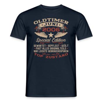 17. Geburtstag Mann Juni Jahrgang 2006 Oldtimer - Männer T-Shirt - Navy - Vorne - AI Model Male 178 light (178cm)