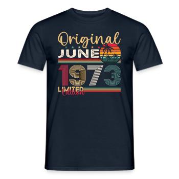 50th Birthday Man June Year 1973 Original - Men's T-Shirt - navy - Front - AI Model Male 178 light (178cm)