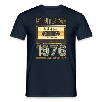 47 Birthday Man Cassette June Year 1976 - Men's T-Shirt - navy - Front - AI Model Male 178 light (178cm)
