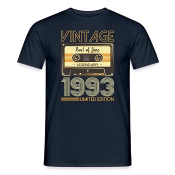 30 Birthday Man Cassette June Year 1993 - Men's T-Shirt - navy - Front - AI Model Male 178 light (178cm)